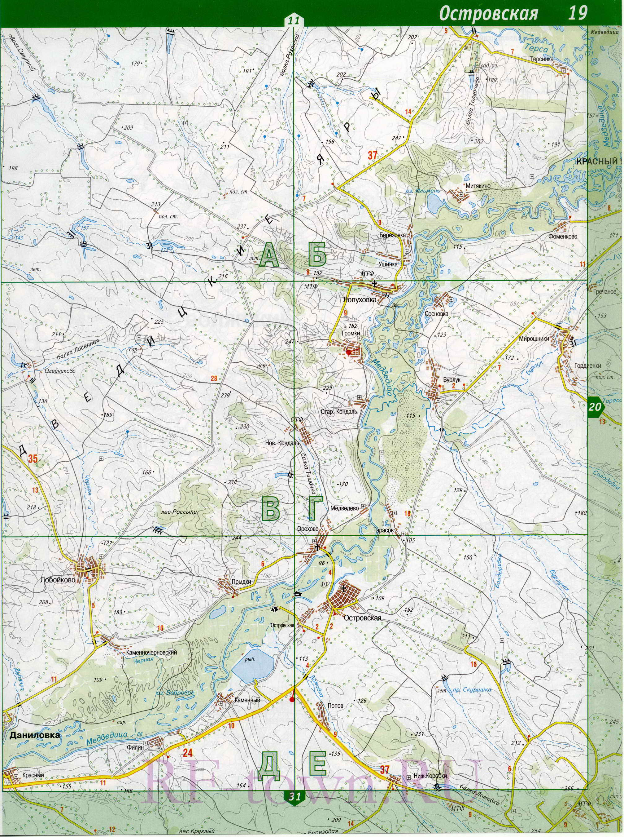 Карта Руднянского района. Карта автодорог Руднянский район Волгоградской области, A1 - 