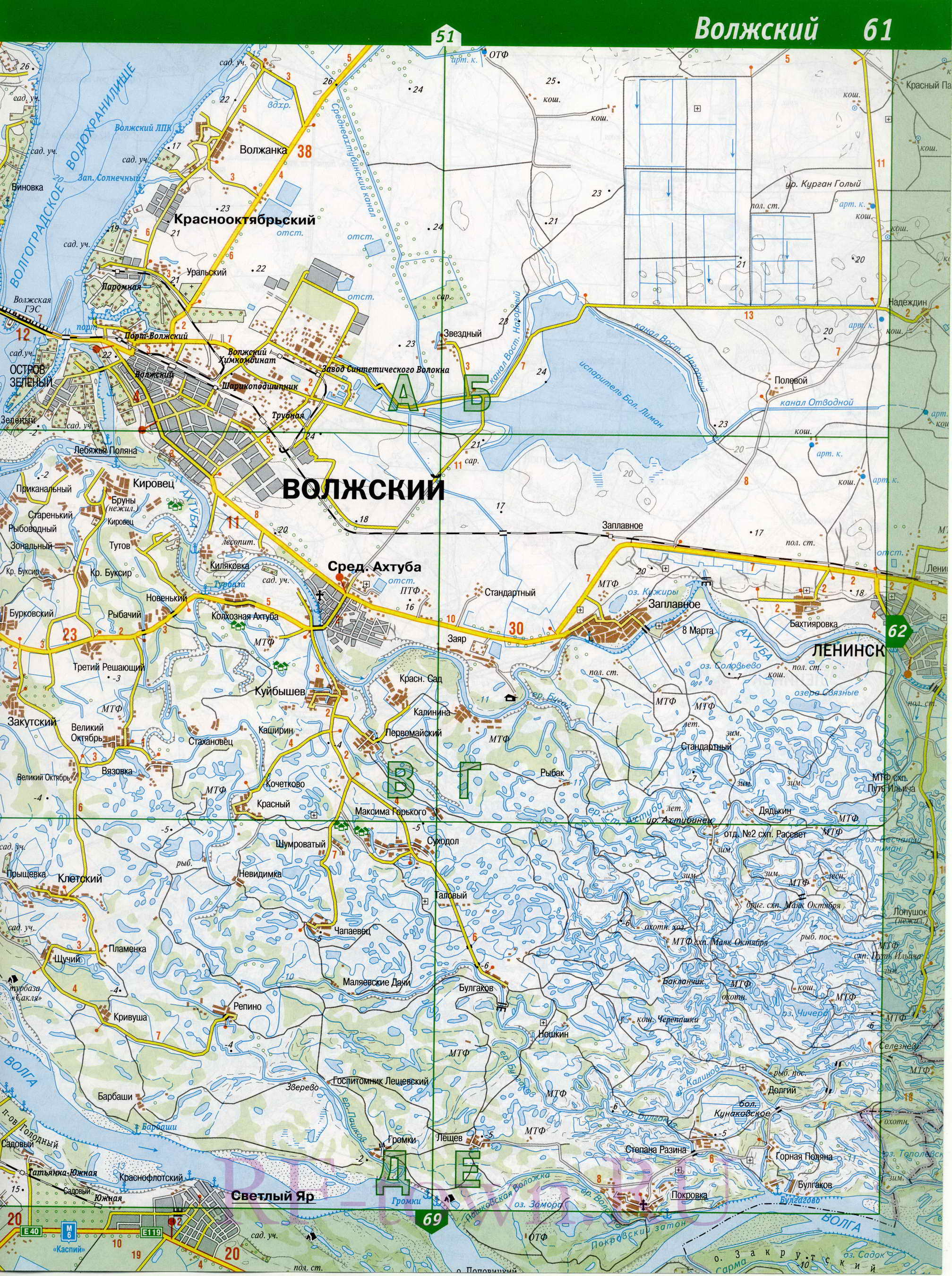 Карта Среднеахтубинского района. Подробная карта - Среднеахтубинский район Волгоградской области, A1 - 