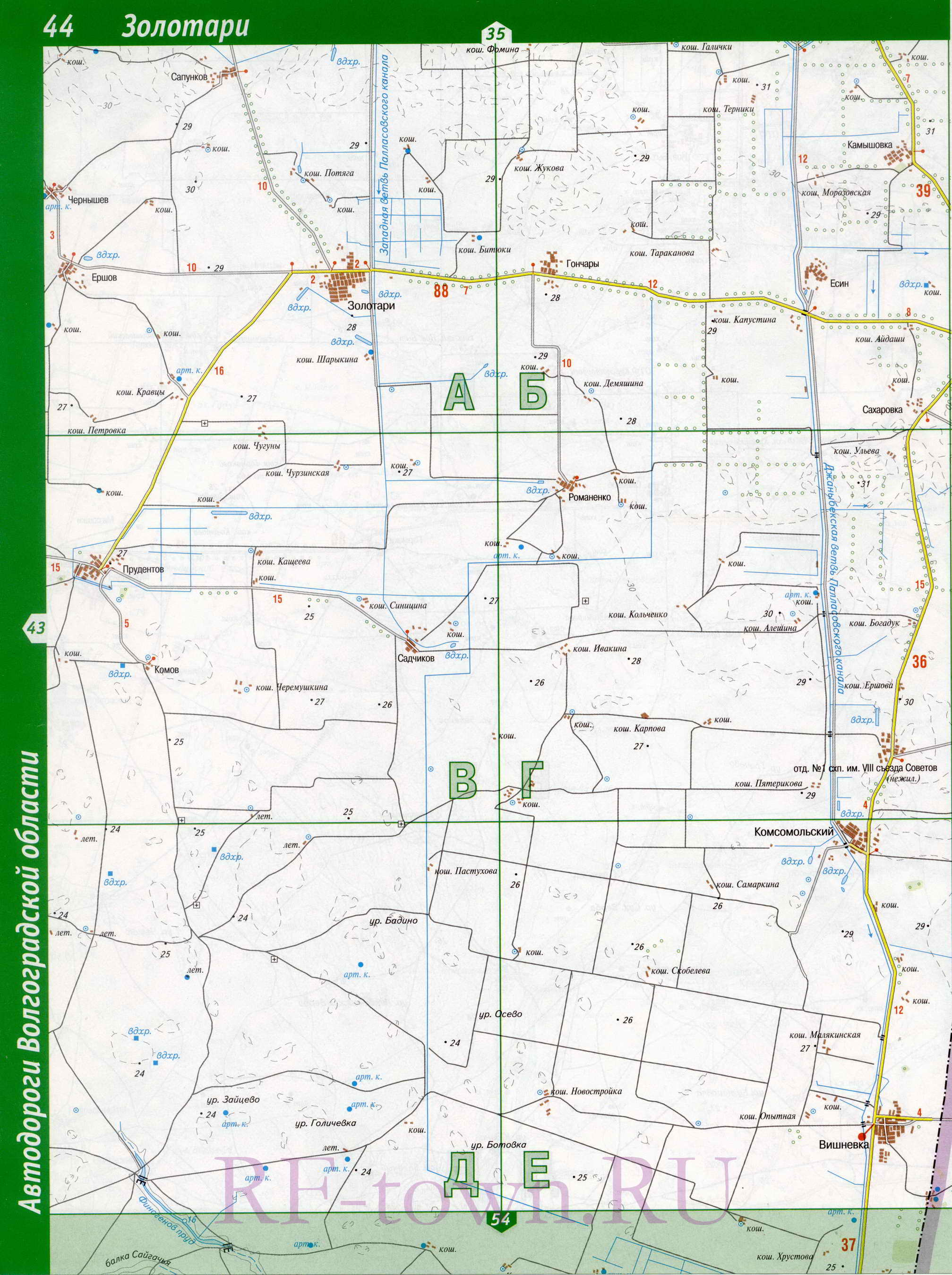 Карта Палласовского района. Большая подробная карта Палласовский район Волгоградской области, A1 - 