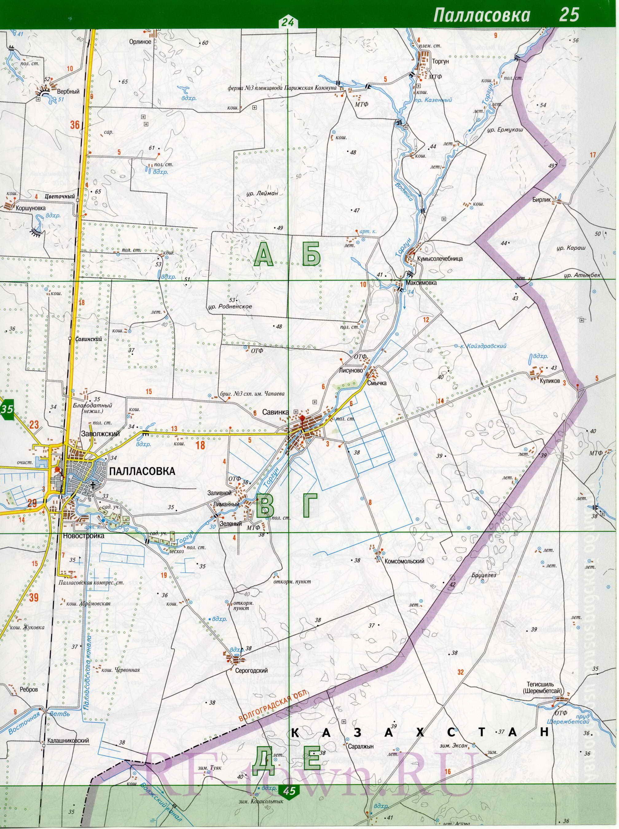 Карта Палласовского района. Большая подробная карта Палласовский район Волгоградской области, B0 - 
